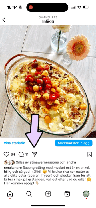 Spara recept från Instagram