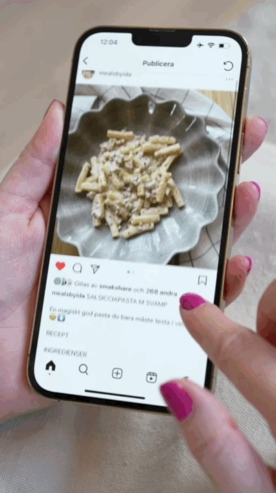 Spara recept från Instagram i SmakShare