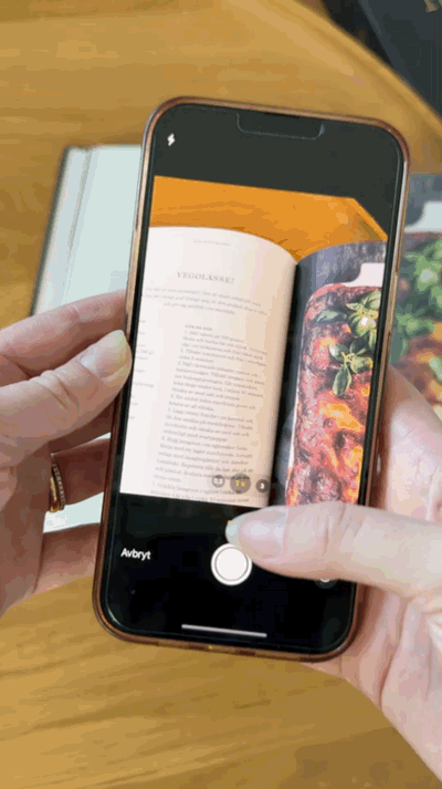 Skanna in kokboksrecept med SmakShare-appen